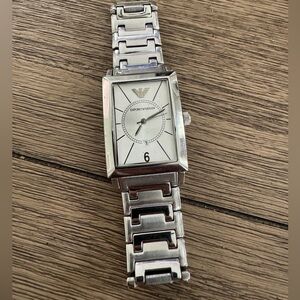 Emporio Armani Silver Rectangular Men's Bracelet Watch